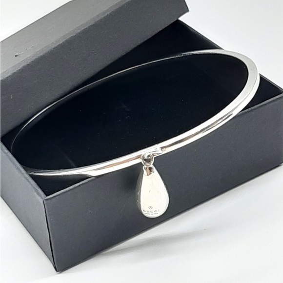 Gucci Sterling Silver Teardrop Bangle Bracelet Full Inclusion - Picture 1 of 13